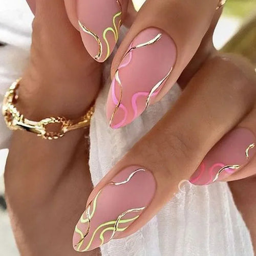 24Pcs Press On Nails – Stylish Glue On Fake Nails Set