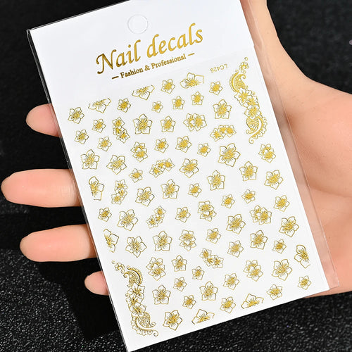 3D Gold Sun, Moon & Star Bronzing Nail Art Sticker – Celestial Design Stickers