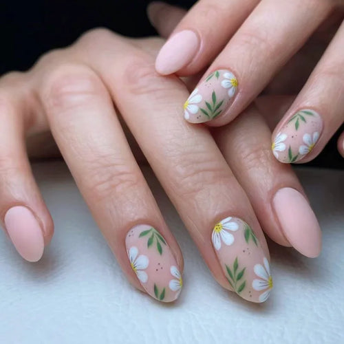 24pcs Detachable Acrylic Press On Nails – Cute French Style