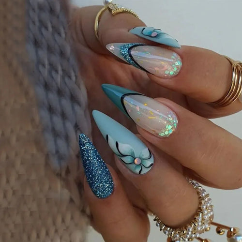 24Pcs Press On Nails – Stylish Glue On Fake Nails Set
