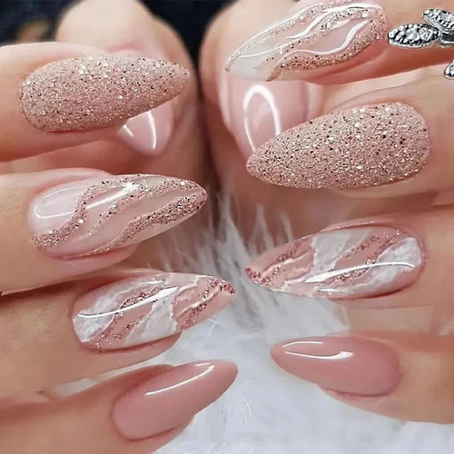 24Pcs Press On Nails – Stylish Glue On Fake Nails Set