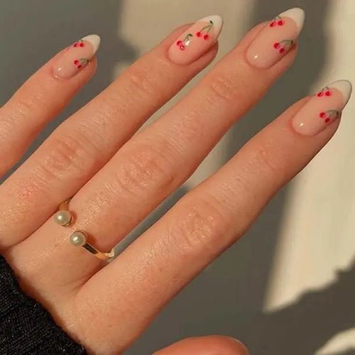 24pcs Detachable Acrylic Press On Nails – Cute French Style