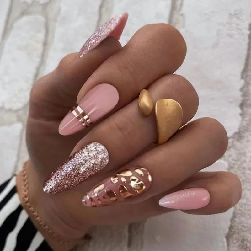 24Pcs Press On Nails – Stylish Glue On Fake Nails Set