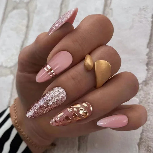 24Pcs Press On Nails – Stylish Glue On Fake Nails Set