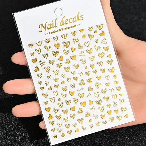 3D Gold Sun, Moon & Star Bronzing Nail Art Sticker – Celestial Design Stickers