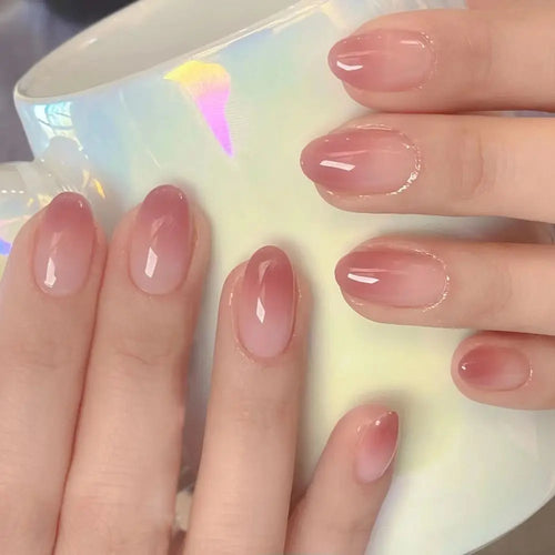 24pcs Almond French Press-On Nails – Summer Glitter Style | Glue-On & Stick-On Set