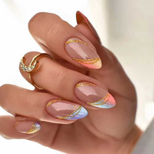 24pcs Detachable Acrylic Press On Nails – Cute French Style