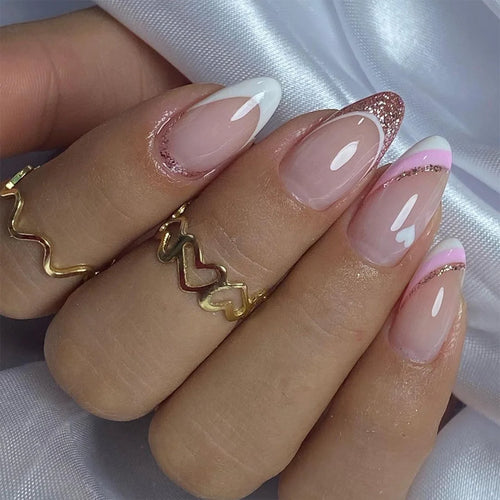 24pcs Detachable Acrylic Press On Nails – Cute French Style