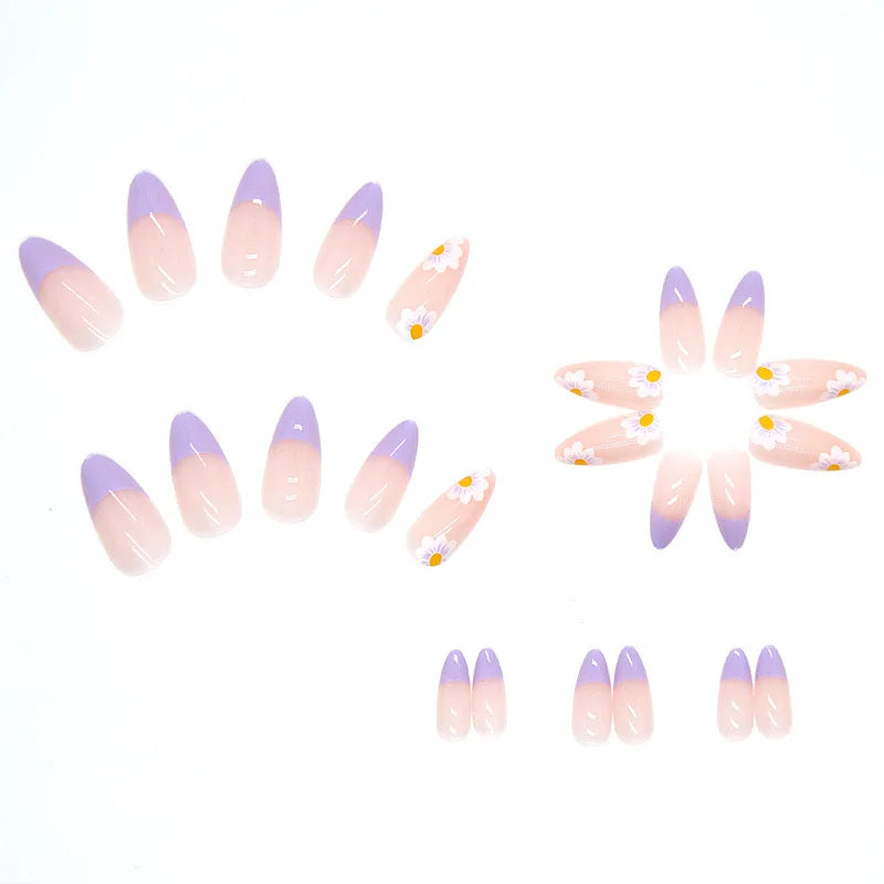 24pcs Purple Press On Nails – Free Glue Included