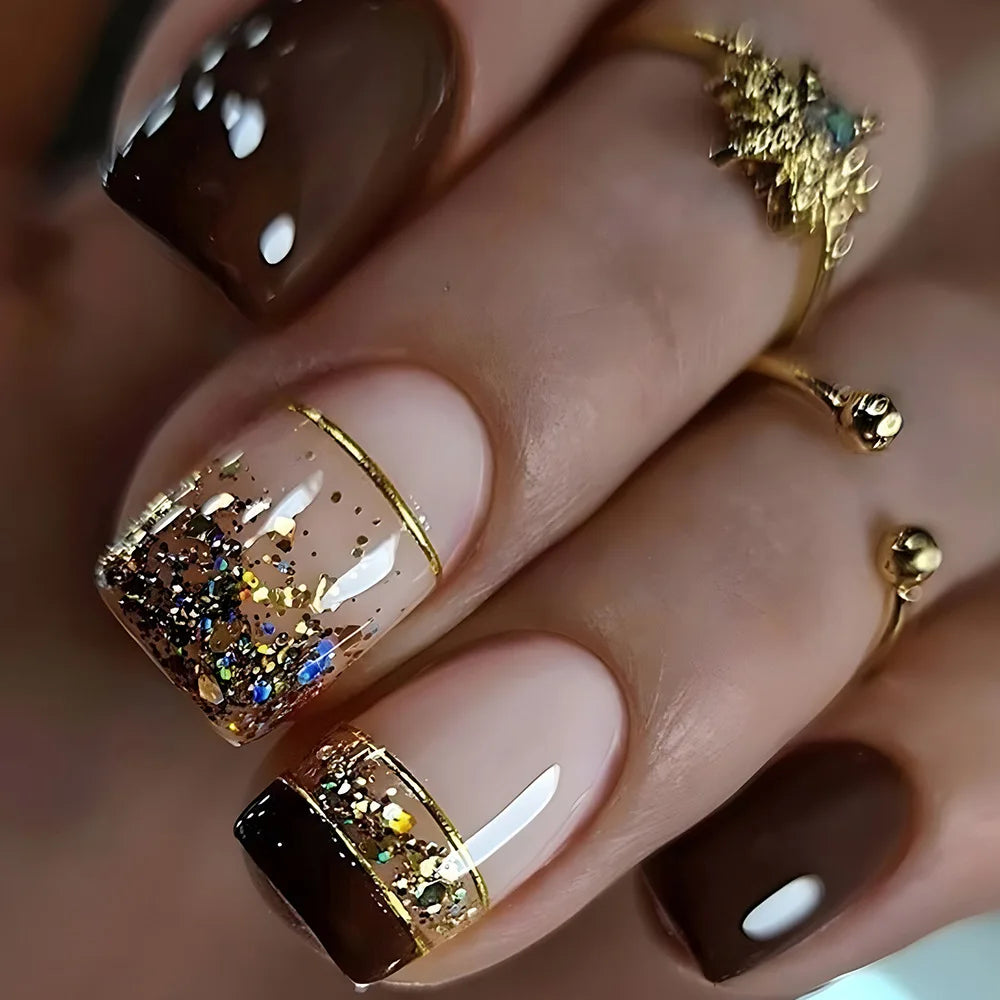 24pcs Short Square Press On Nails Set