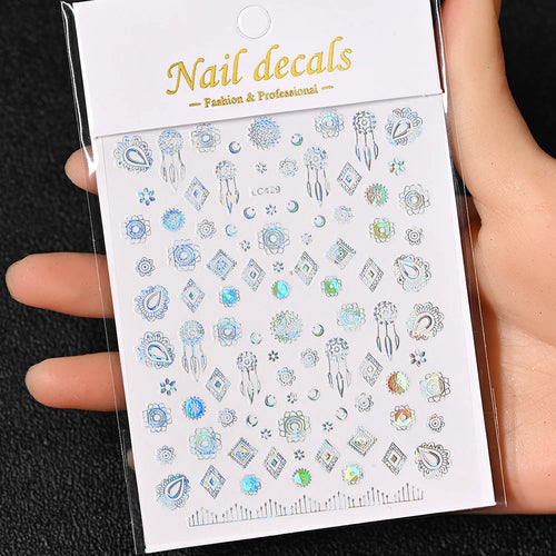 3D Gold Sun, Moon & Star Bronzing Nail Art Sticker – Celestial Design Stickers