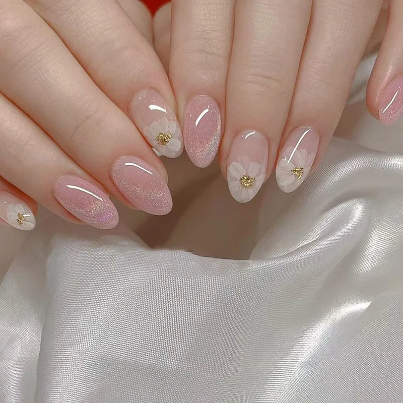 24pcs Detachable Acrylic Press On Nails – Cute French Style