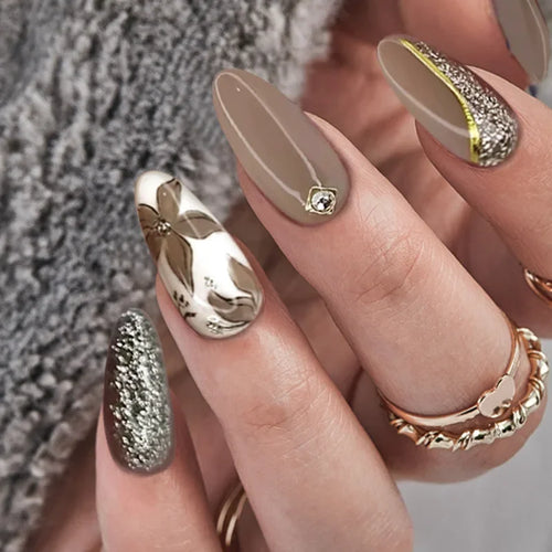 24Pcs Press On Nails – Stylish Glue On Fake Nails Set
