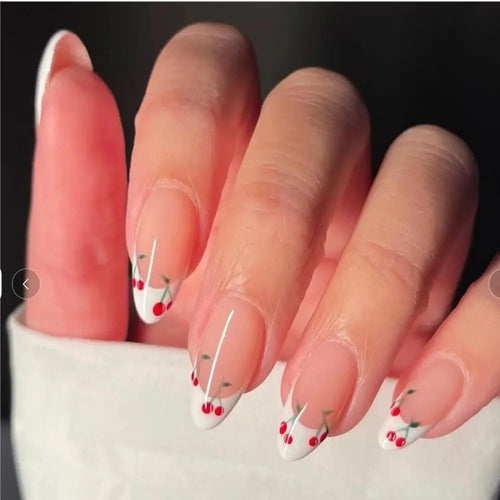24pcs Detachable Acrylic Press On Nails – Cute French Style