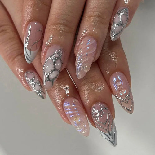 24Pcs Press On Nails – Stylish Glue On Fake Nails Set