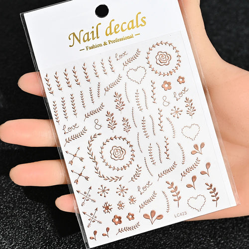 3D Gold Sun, Moon & Star Bronzing Nail Art Sticker – Celestial Design Stickers