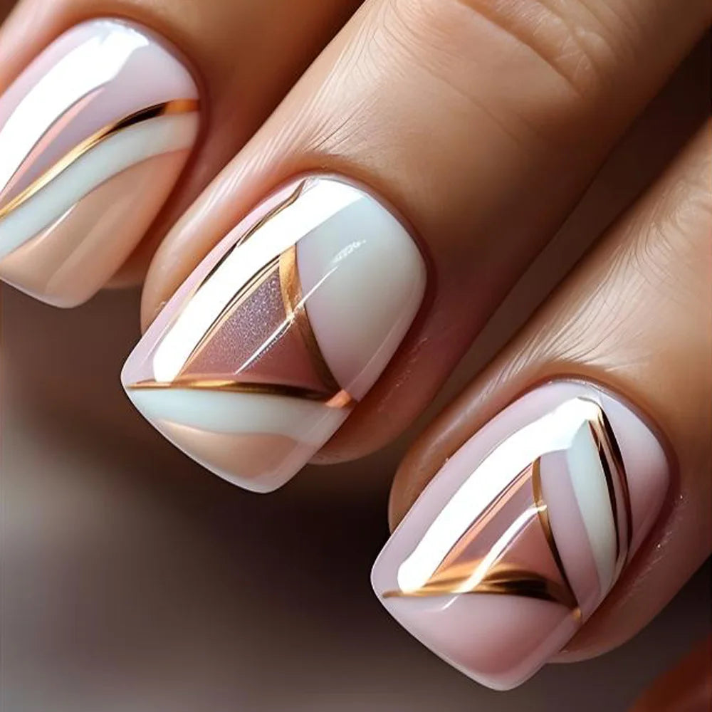 Short Marble Press On Nails