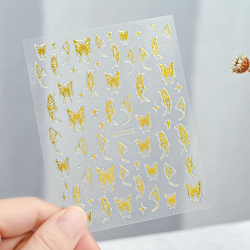 3D Gold Sun, Moon & Star Bronzing Nail Art Sticker – Celestial Design Stickers