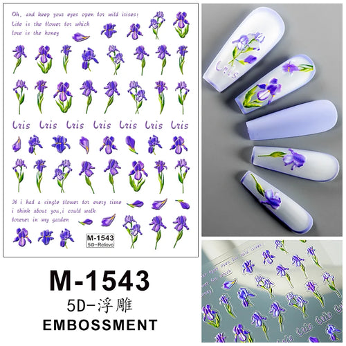 5D Embossed Nail Art Stickers Decals Self-Adhesive Nail Supplies Nail