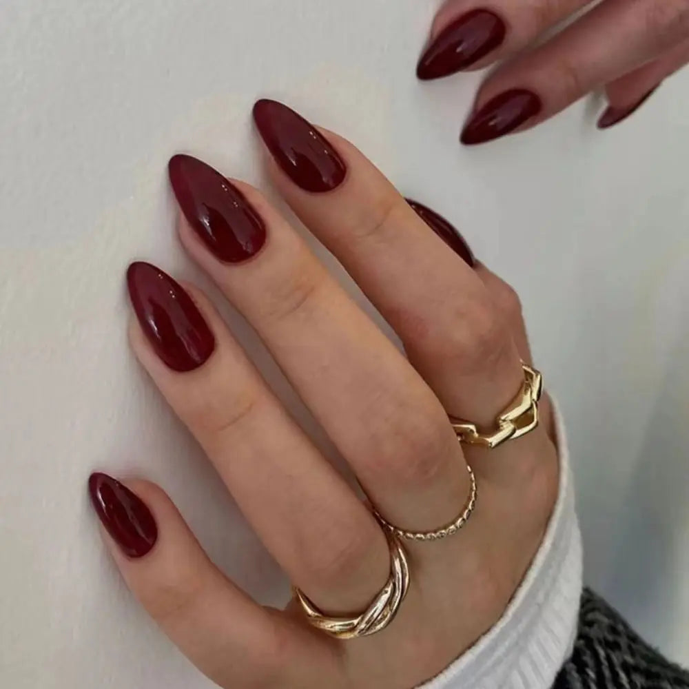 24pcs Almond French Press-On Nails – Summer Glitter Style | Glue-On & Stick-On Set