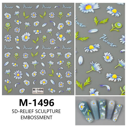 5D Embossed Nail Art Stickers Decals Self-Adhesive Nail Supplies Nail