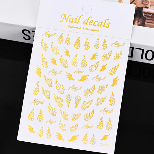 3D Gold Sun, Moon & Star Bronzing Nail Art Sticker – Celestial Design Stickers