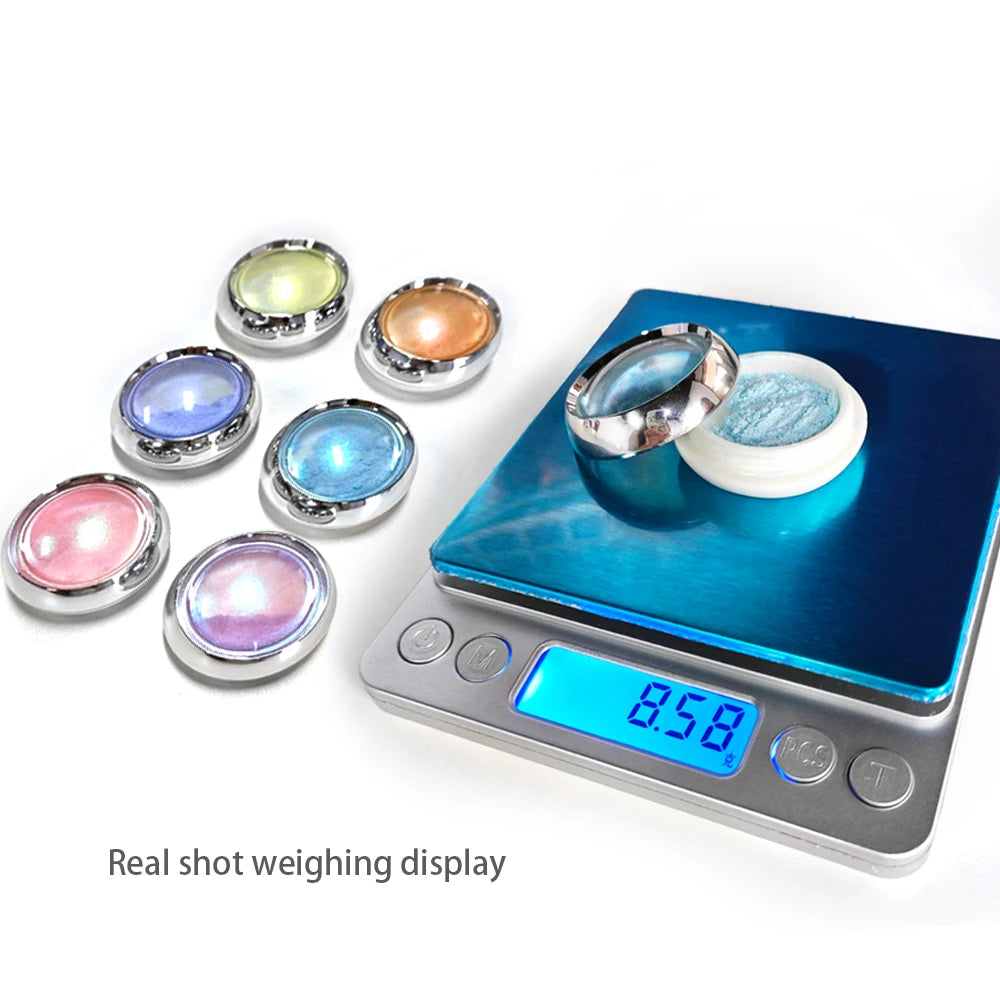 Aurora Holographic Nail Powder – Chameleon Mirror Chrome Pigments (6pcs)