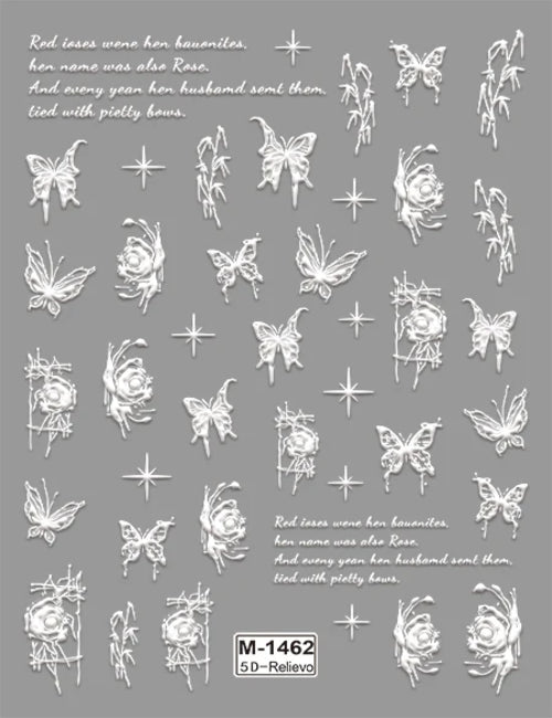 5D Embossed Nail Art Stickers Decals Self-Adhesive Nail Supplies Nail
