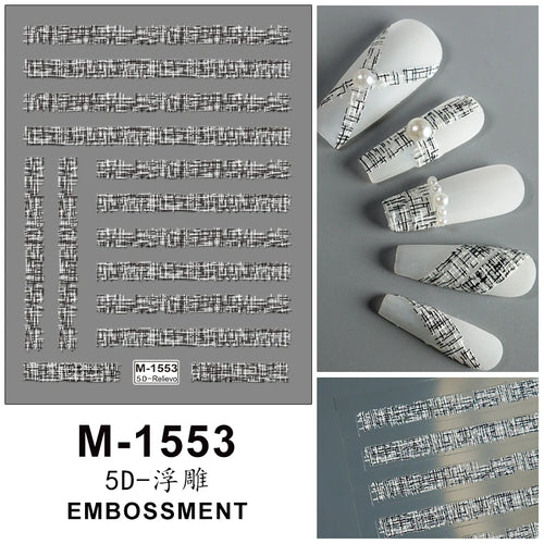 5D Embossed Nail Art Stickers Decals Self-Adhesive Nail Supplies Nail
