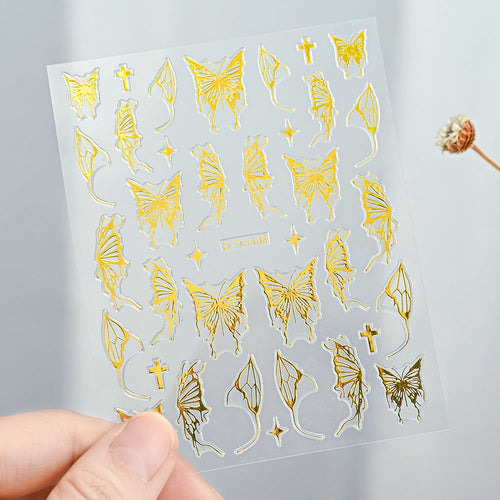 3D Gold Sun, Moon & Star Bronzing Nail Art Sticker – Celestial Design Stickers