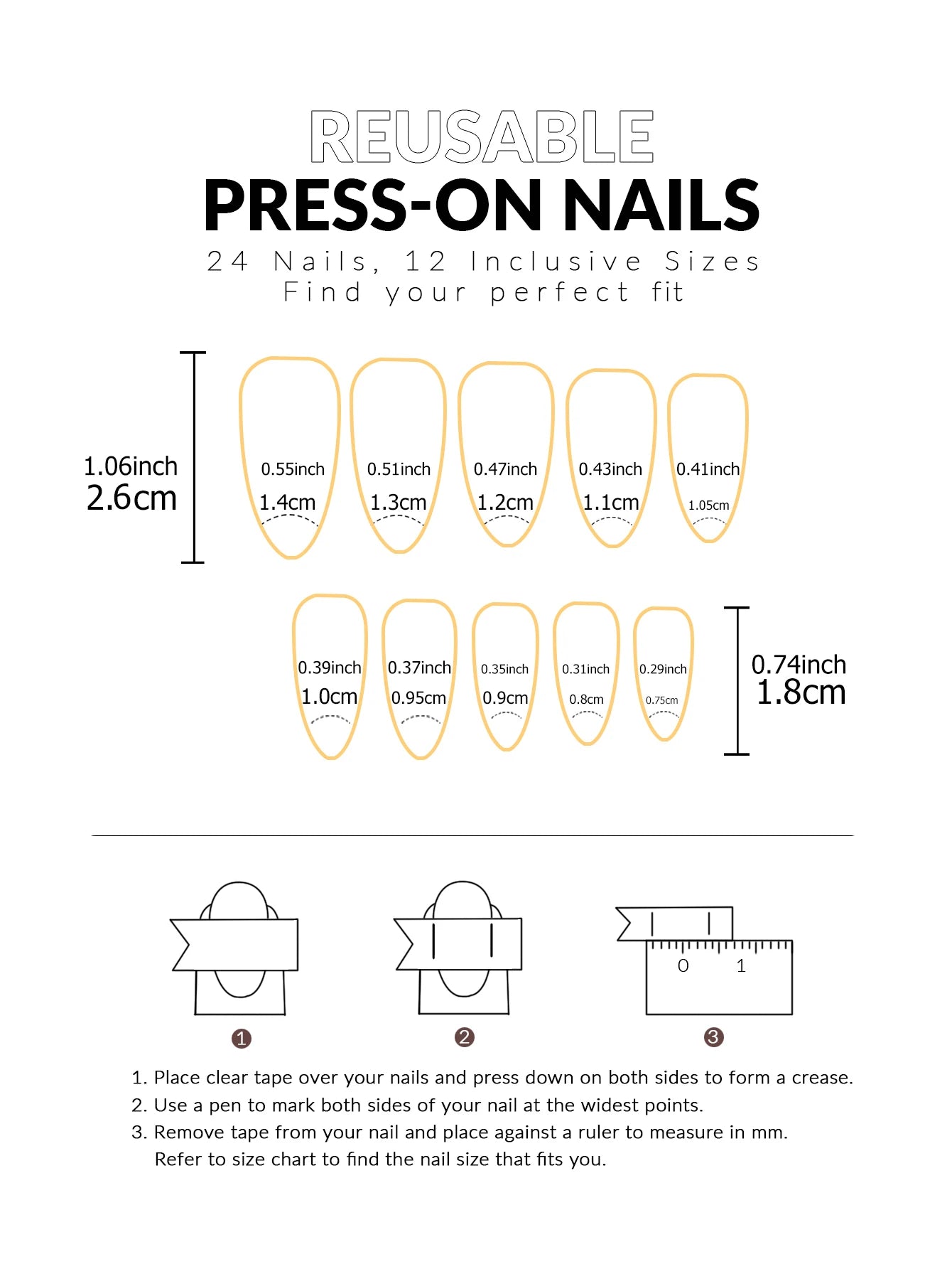 24pcs Almond Glitter Press On Nails – Short Round Head | Glue On & Stick On Nails