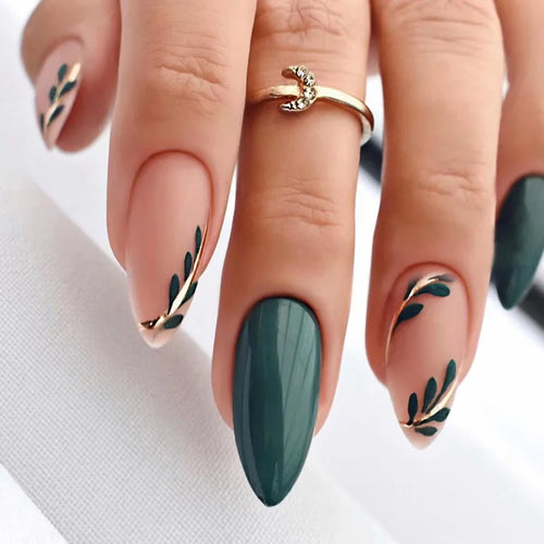 24pcs Almond French Press-On Nails – Summer Glitter Style | Glue-On & Stick-On Set