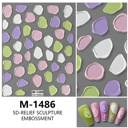 5D Embossed Nail Art Stickers Decals Self-Adhesive Nail Supplies Nail