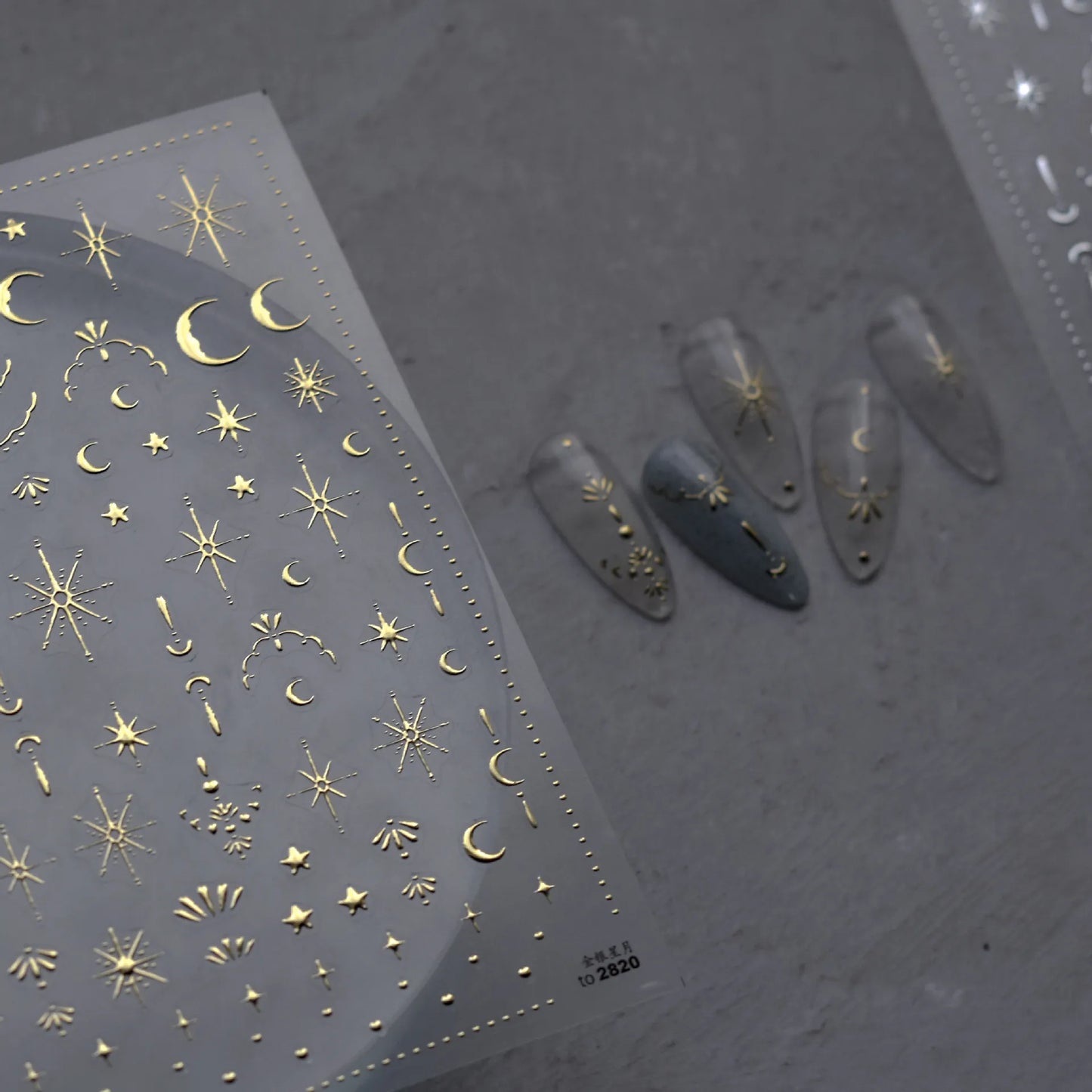 3D Gold Sun, Moon & Star Bronzing Nail Art Sticker – Celestial Design Stickers