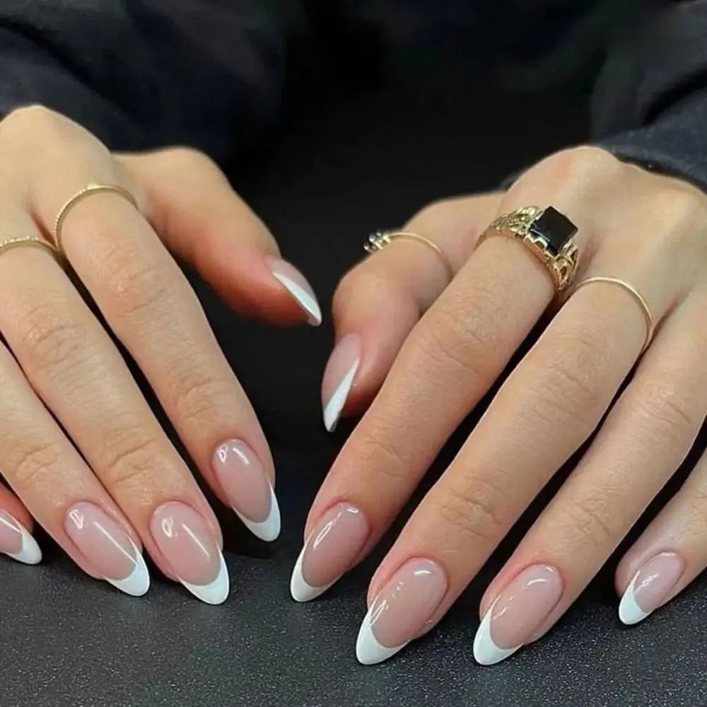 24pcs Almond French Press-On Nails – Summer Glitter Style | Glue-On & Stick-On Set