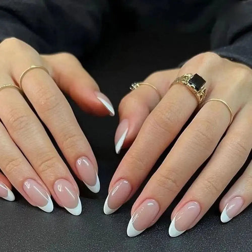 24pcs Almond French Press-On Nails – Summer Glitter Style | Glue-On & Stick-On Set