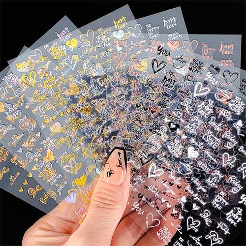 Gold & Silver Nail Art Decal Stickers – Mixed Shapes (5pcs)
