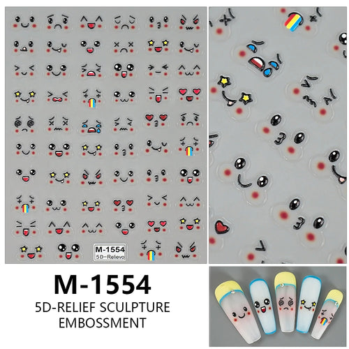 5D Embossed Nail Art Stickers Decals Self-Adhesive Nail Supplies Nail