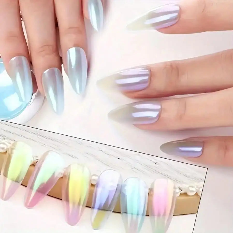 Aurora Holographic Nail Powder – Chameleon Mirror Chrome Pigments (6pcs)