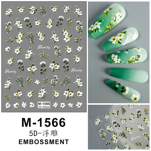 5D Embossed Nail Art Stickers Decals Self-Adhesive Nail Supplies Nail