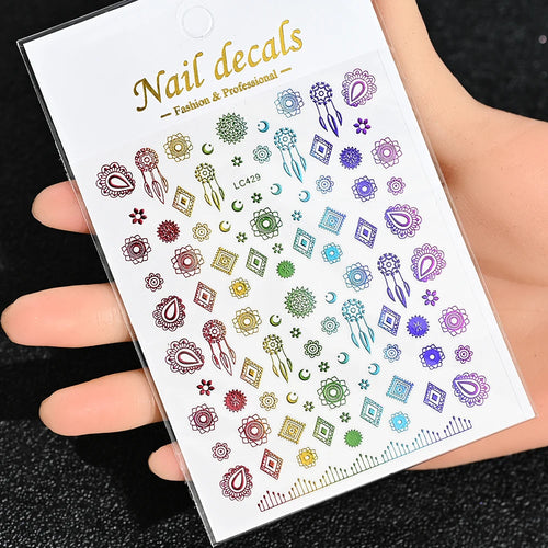 3D Gold Sun, Moon & Star Bronzing Nail Art Sticker – Celestial Design Stickers