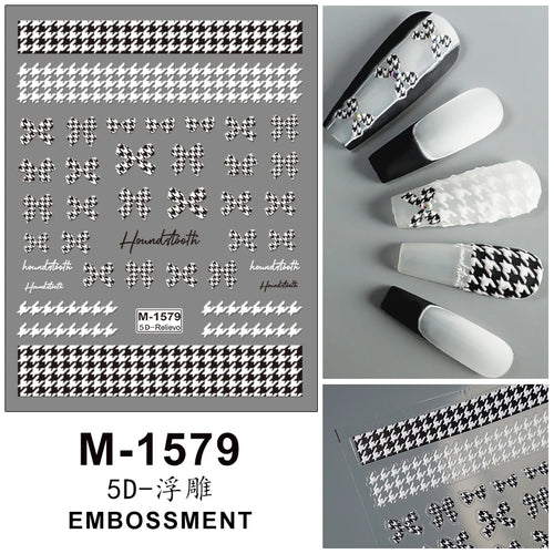 5D Embossed Nail Art Stickers Decals Self-Adhesive Nail Supplies Nail