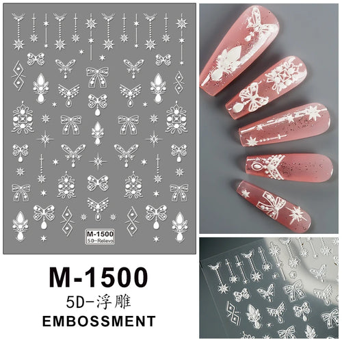 5D Embossed Nail Art Stickers Decals Self-Adhesive Nail Supplies Nail