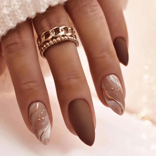 24Pcs Press On Nails – Stylish Glue On Fake Nails Set