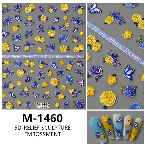 5D Embossed Nail Art Stickers Decals Self-Adhesive Nail Supplies Nail