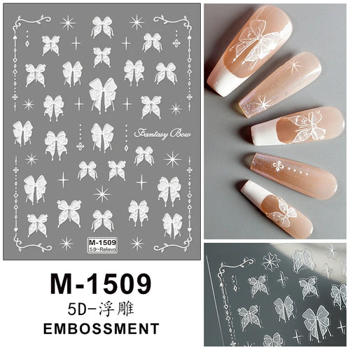 5D Embossed Nail Art Stickers Decals Self-Adhesive Nail Supplies Nail