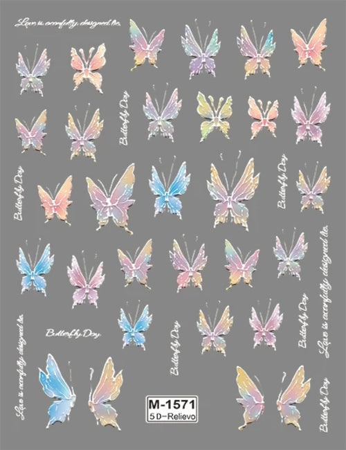 5D Embossed Nail Art Stickers Decals Self-Adhesive Nail Supplies Nail