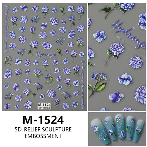 5D Embossed Nail Art Stickers Decals Self-Adhesive Nail Supplies Nail