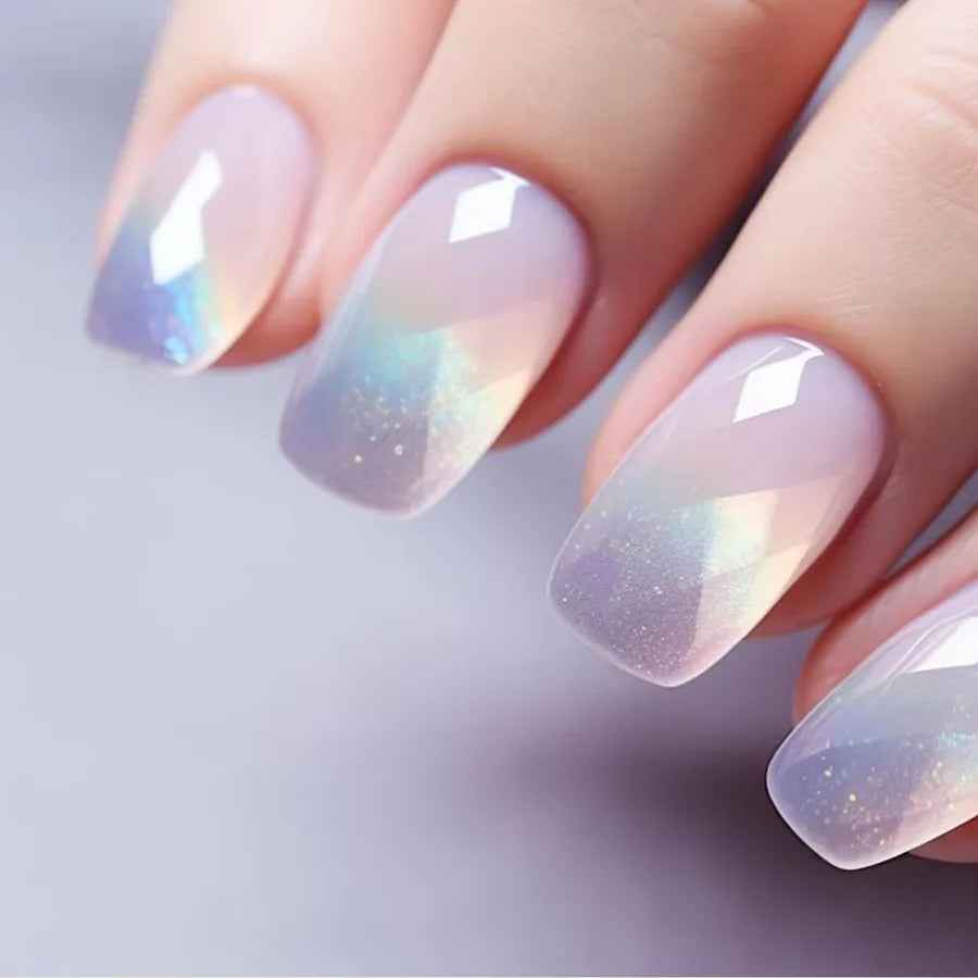 24pcs Short Square Press On  Nails Set