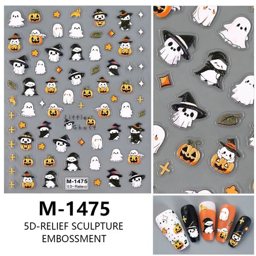5D Embossed Nail Art Stickers Decals Self-Adhesive Nail Supplies Nail